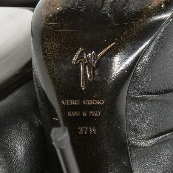 GUISEPPE ZANOTTI Zip Up Stiletto Ankle Boots Slouchy Ruched Leather 37.5 (6.5-7) - Picture 7 of 9